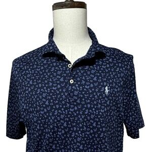 Polo Ralph Lauren Shirt Mens Large Blue Floral Soft Classic Fit Golf Polo Preppy